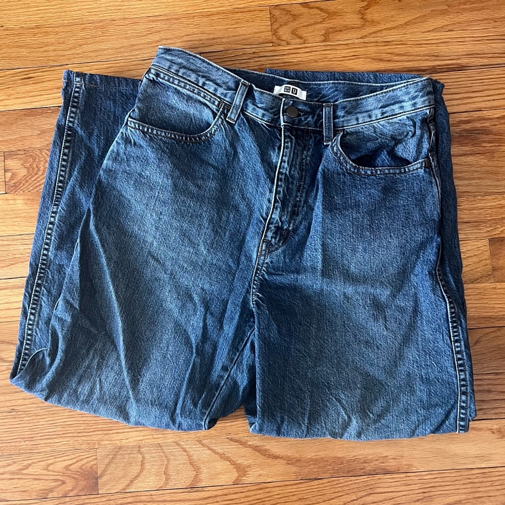 Uniqlo high rise wide leg jeans